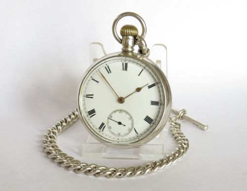 Antique Waltham Traveler Pocket Watch & Chain