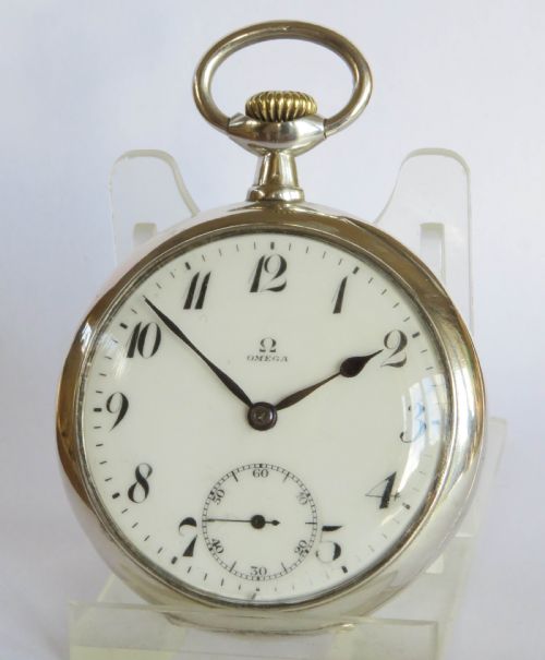 fig 1. Antique silver Omega pocket watch, c1915.