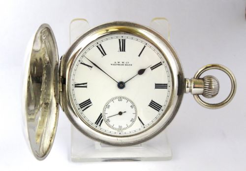 1918 Silver Waltham Marquis Full Hunter Pocket Watch.