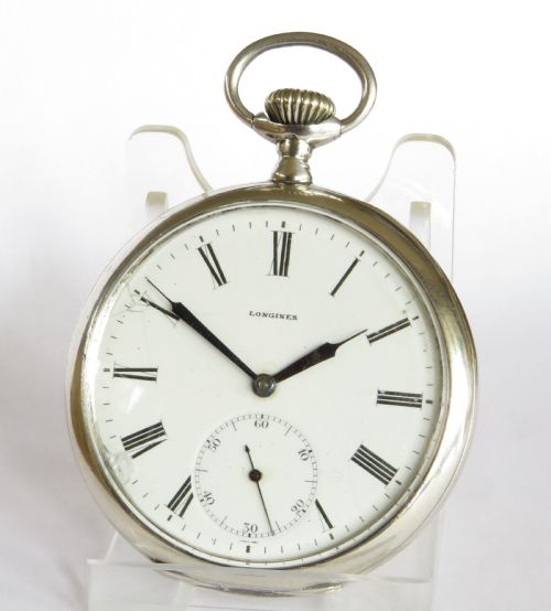 Antique Silver Longines Pocket Watch, 1913