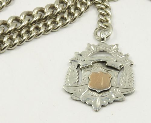 fig 1. Superb antique silver graduated chain and fob.