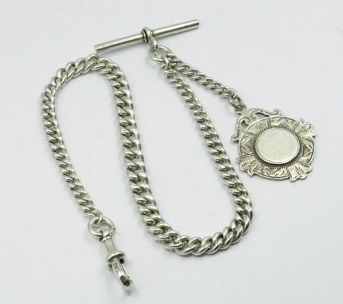 Antique Graduated Silver Watch Albert and Fob.
