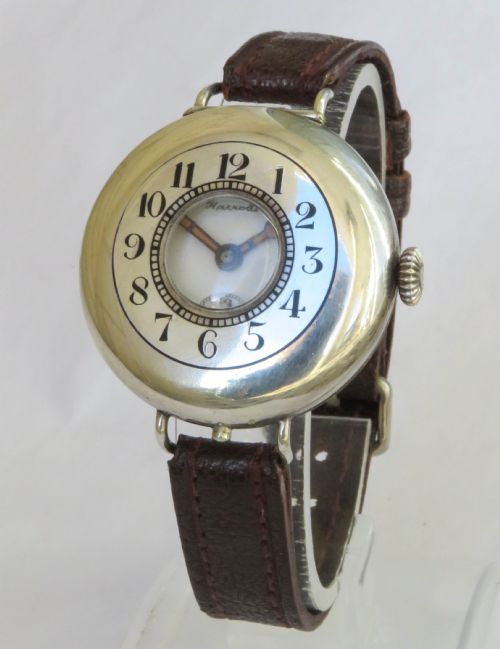 Antique Silver Marvin Half Hunter Trench Watch, Harrods