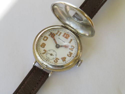 fig 2. Antique silver Marvin half hunter trench watch, Harrods