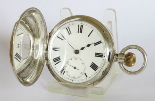 fig 1. Antique Paul Moser silver half hunter pocket watch