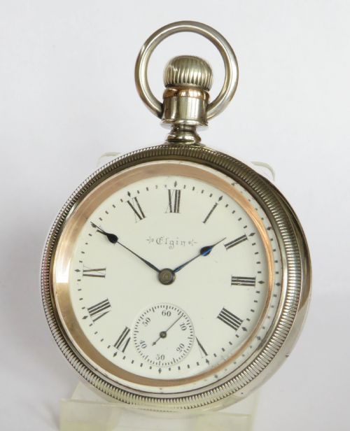 Large Antique Silver Elgin Pocket Watch, 1900