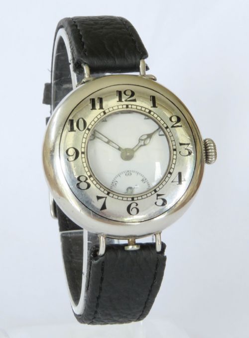fig 1. Gents WW1 silver wrist watch, unusual design