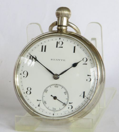 Antique 1930s Stayte Silver Pocket Watch by Cyma