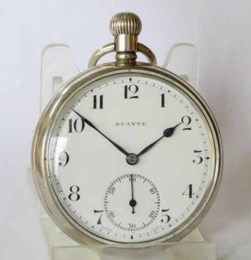 fig 1. Antique 1930s Stayte silver pocket watch by Cyma
