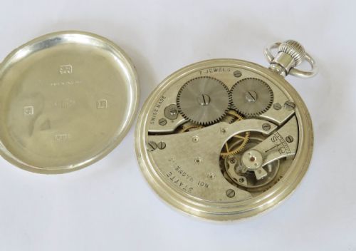 fig 2. Antique 1930s Stayte silver pocket watch by Cyma