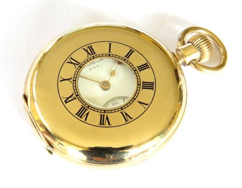 Antique Waltham Traveler Half Hunter Pocket Watch