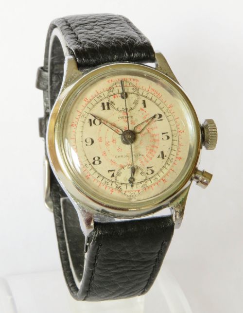 fig 1. Gents 1930s Pierce mono-pusher chronograph