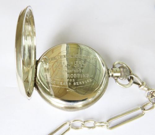 fig 2. Antique silver James Wadsworth pocket watch and chain
