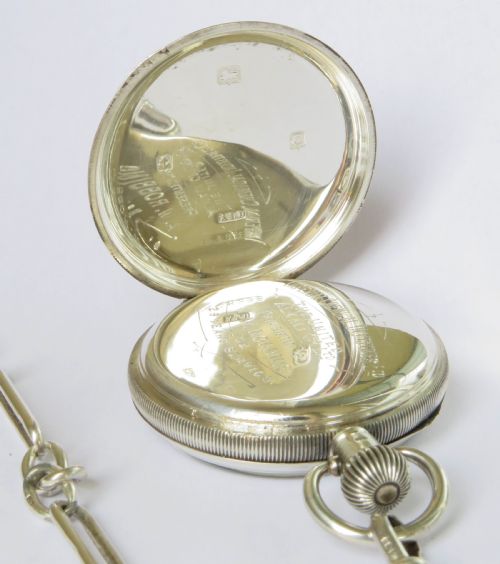 fig 3. Antique silver James Wadsworth pocket watch and chain