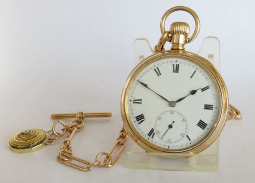 Antique Swiss Pocket Watch, Chain and Unusual Fob