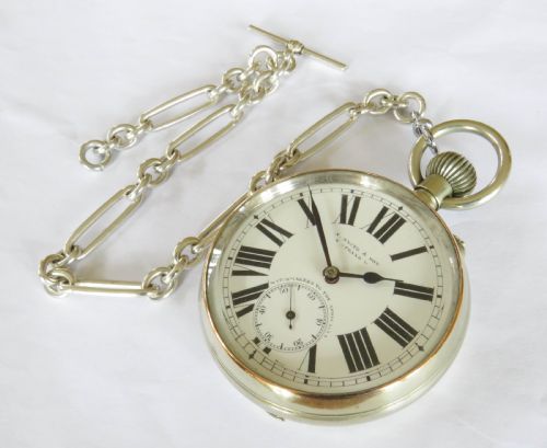 fig 1. Antique Douard goliath pocket watch and chain