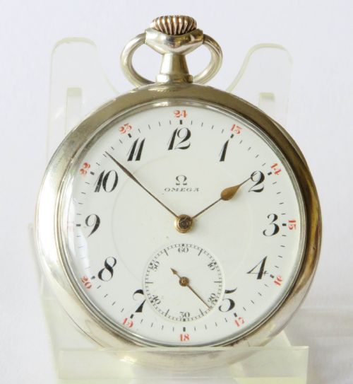 fig 1. Antique silver Omega pocket watch, 1912