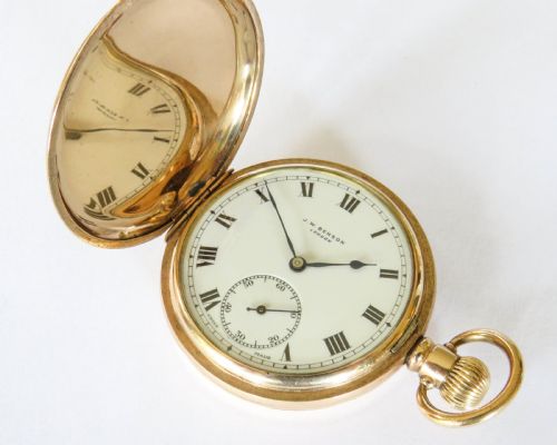 fig 1. Antique J W Benson full hunter pocket watch