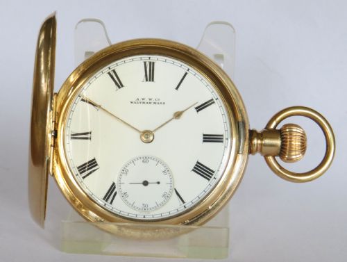 fig 1. Antique Waltham full hunter pocket watch, 1903