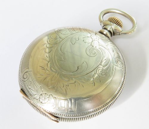 ANTIQUE SILVER ELGIN FULL HUNTER POCKET WATCH - ADDITIONAL PHOTO 3