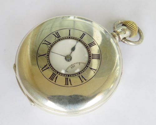 1920s Silver Half Hunter Pocket Watch, Golf Interest