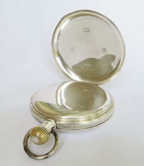 fig 2. 1920s silver half hunter pocket watch, golf interest