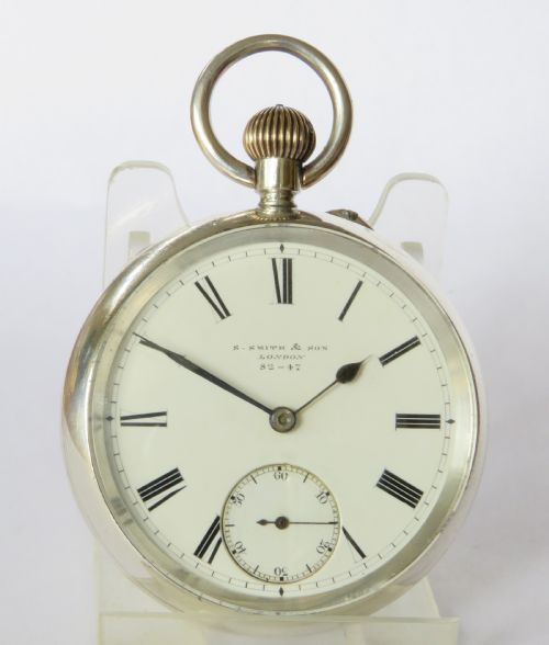 fig 1. Antique English Errington silver 'The Strand' pocket watch