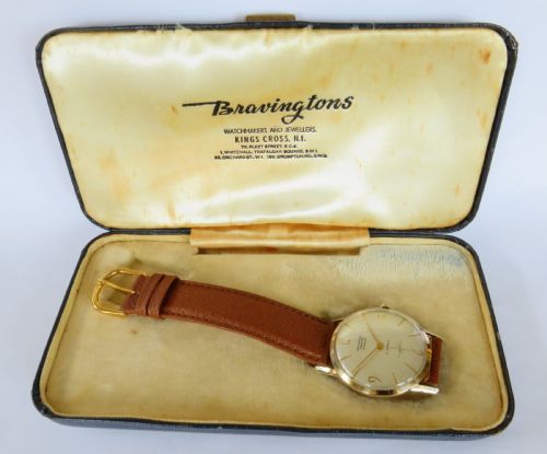 fig 1. Gents 9ct gold Bravingtons Renown wrist watch, 1964