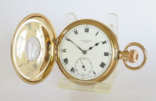 fig 1. Antique J W Benson Cyma half hunter pocket watch