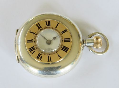 Antique Silver and Gold Half Hunter Fob Watch