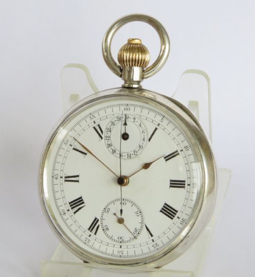 Antique Silver Minerva Pocket Watch Chronograph