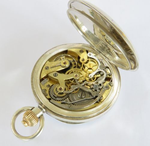 fig 2. Antique silver Minerva pocket watch chronograph