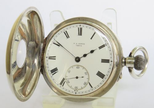 fig 1. Antique silver half hunter pocket watch, c1900