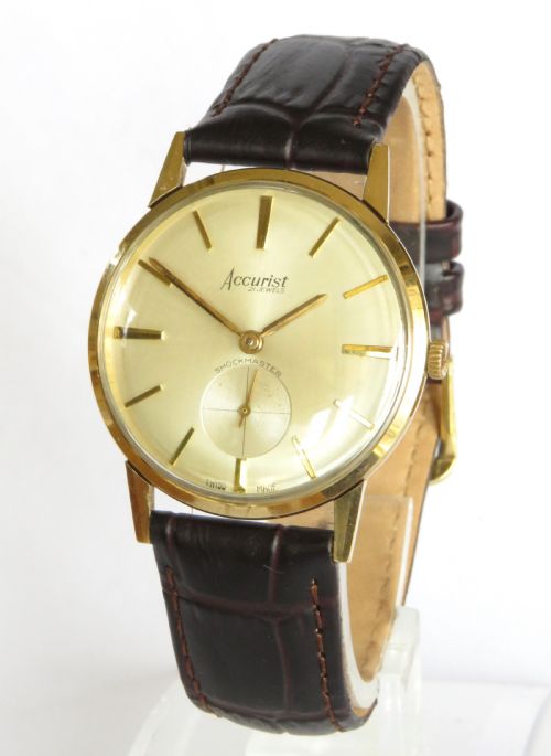 Gents 9ct Gold Accurist Wrist Watch, 1964