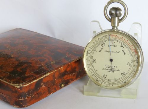 Antique Silver Hot Air Balloonist’s Pocket Barometer / Altimeter