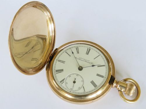 fig 1. Antique Waltham full hunter pocket watch, 1895