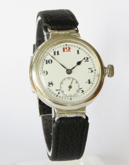 fig 1. Gents antique silver wrist watch, 1915