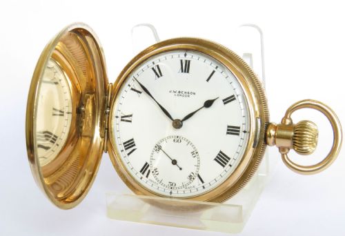 Antique J W Benson Full Hunter Pocket Watch