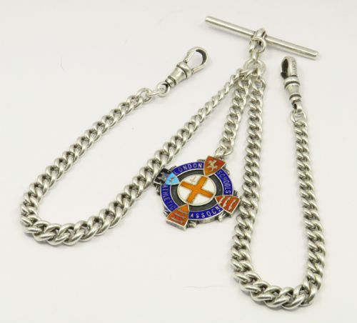 Antique Silver Double Watch Chain / Albert
