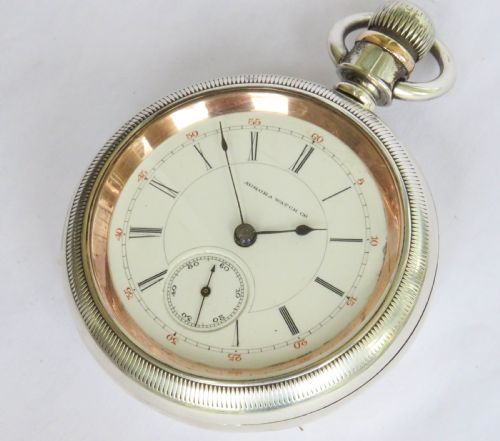 fig 1. Antique silver Aurora Watch Co pocket watch, 1885