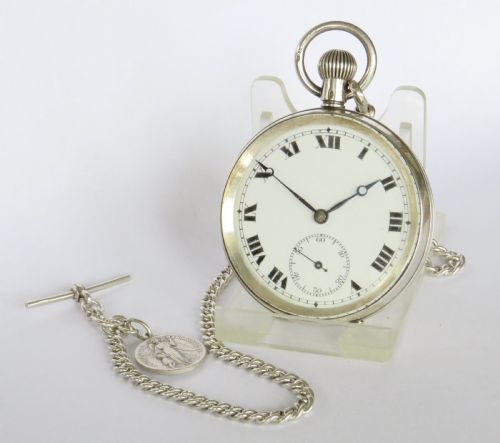 Antique Silver Pocket Watch and Chain
