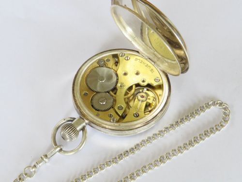 fig 3. Antique silver pocket watch and chain