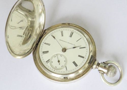 fig 1. Antique Hampden Watch Co Lakeside full hunter pocket watch
