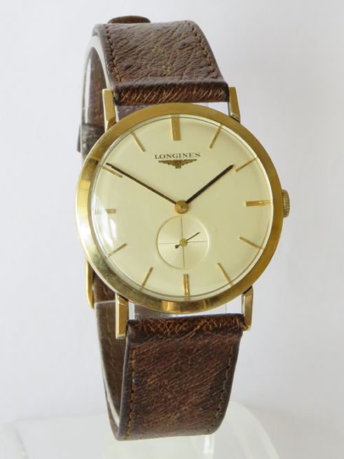 fig 1. Gents 9ct gold Longines wrist watch, 1958