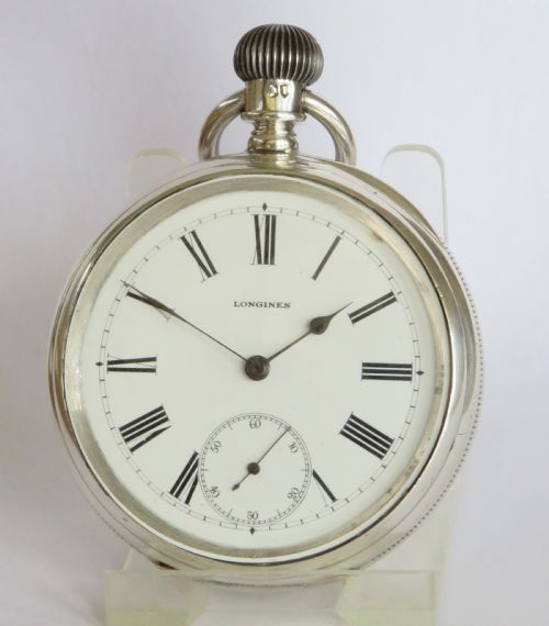 Antique Silver Longines Pocket Watch, 1884