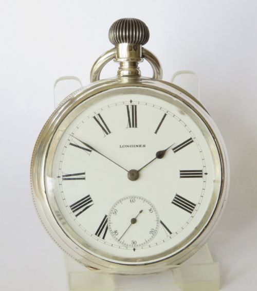 fig 1. Antique silver Longines pocket watch, 1884