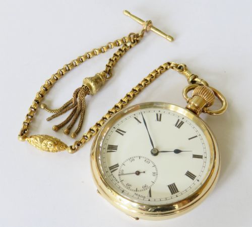 fig 1. Antique Swiss pocket watch and chain