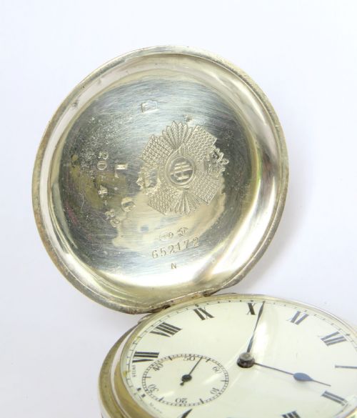 fig 2. Antique silver full hunter pocket watch, Highland Light Infantry