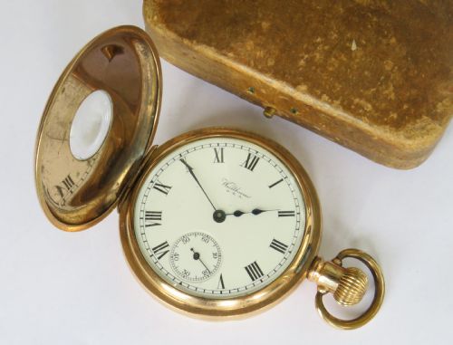 fig 1. Antique Waltham half hunter pocket watch, 1926
