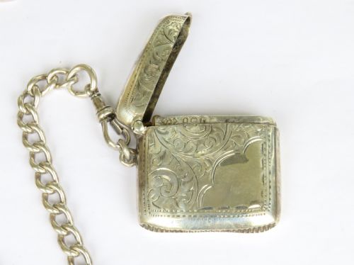 fig 1. Antique silver double watch albert with vesta